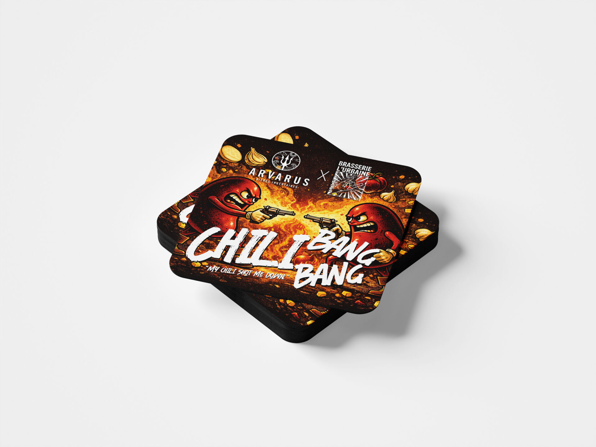 mockup etiquette Chili Bang Bang · Microbrasserie Arvarus Brasserie l'Urbaine 3