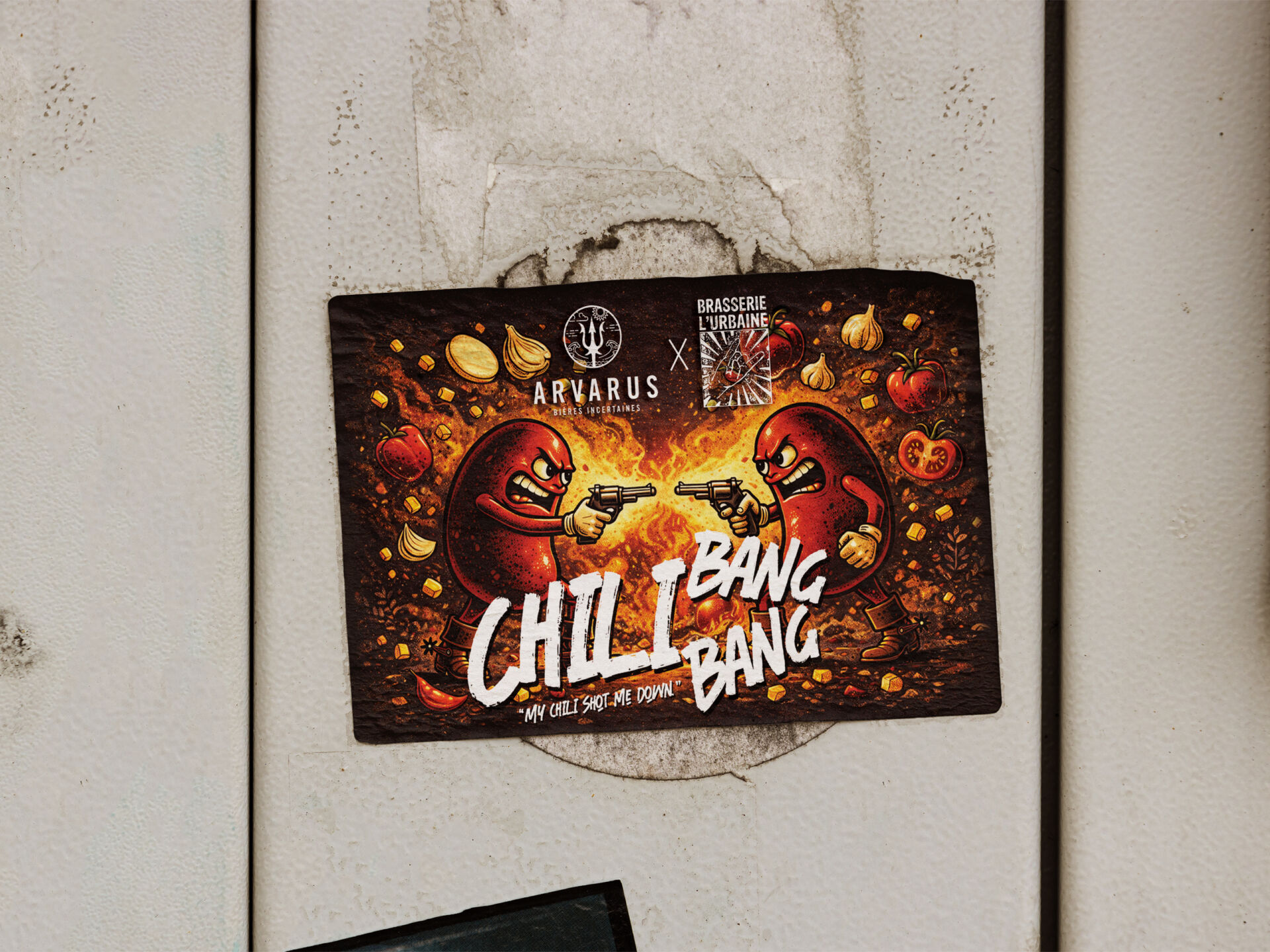 mockup etiquette Chili Bang Bang · Microbrasserie Arvarus Brasserie l'Urbaine 4