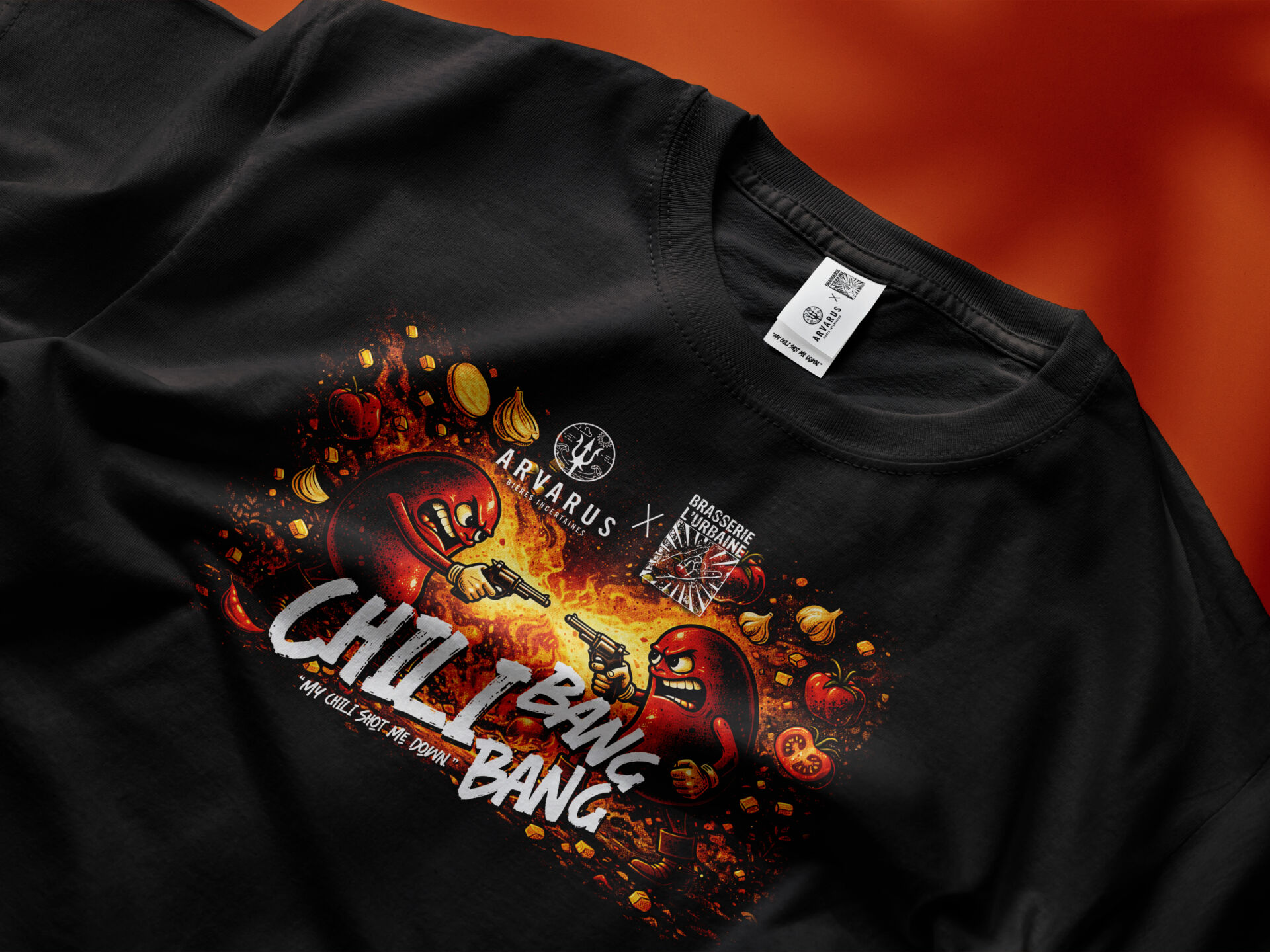 mockup etiquette Chili Bang Bang · Microbrasserie Arvarus Brasserie l'Urbaine 5