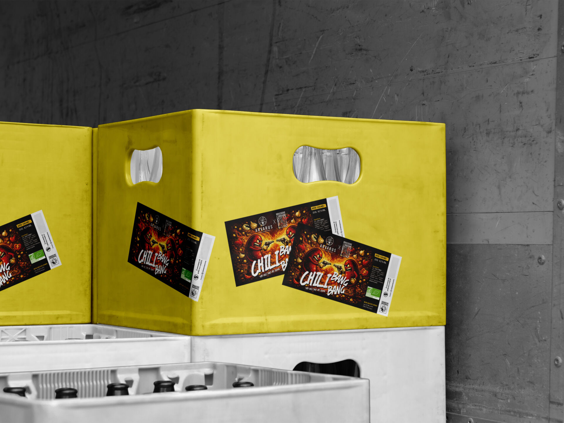 mockup etiquette Chili Bang Bang · Microbrasserie Arvarus Brasserie l'Urbaine 6