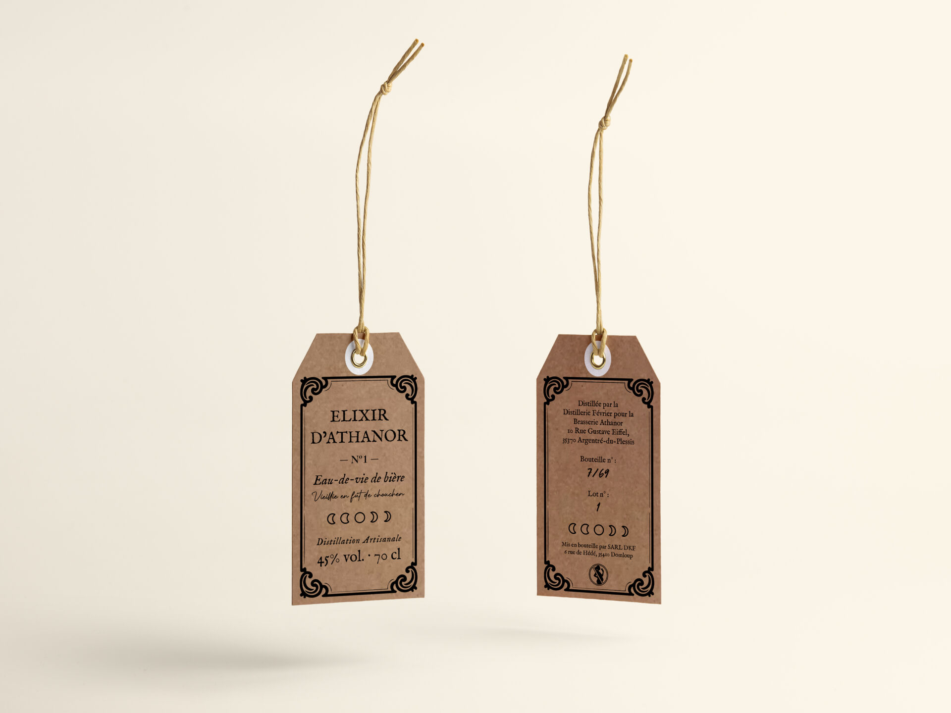 Élixir d'Athanor - design étiquette apothicaire vintage - Clément Droff graphiste
